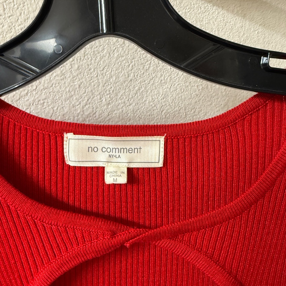Red Ribbed Knit Dress - Picture 3 of 5